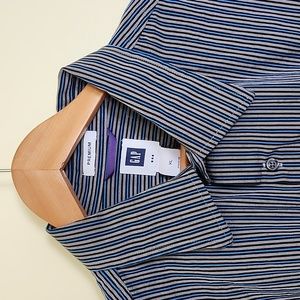 Gap Premium Blue and Gray Stripe Long Sleeve Button-Down Men's Shirt, Size XL